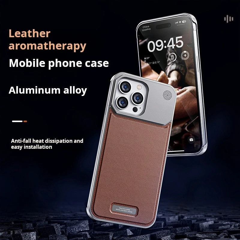 Luxury Leather Metal Phone Case