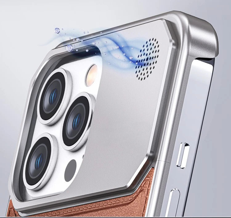 Luxury Leather Metal Phone Case