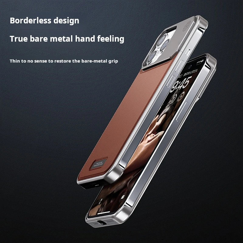 Luxury Leather Metal Phone Case