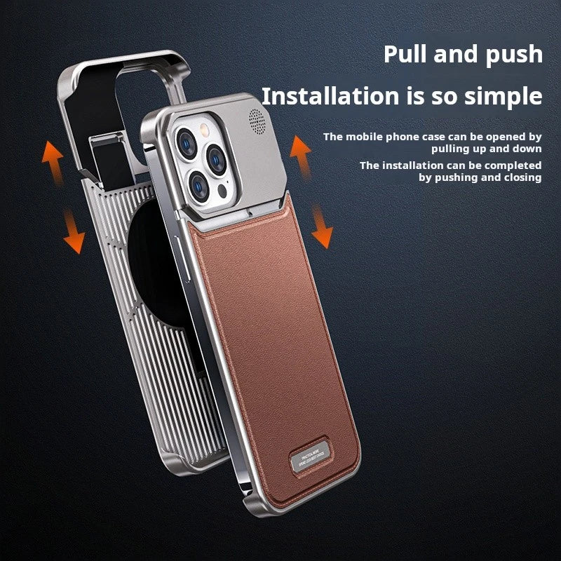 Luxury Leather Metal Phone Case